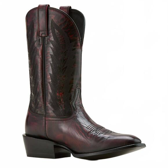 NEW ARIAT men\'s willie leather western boot in black cherry
